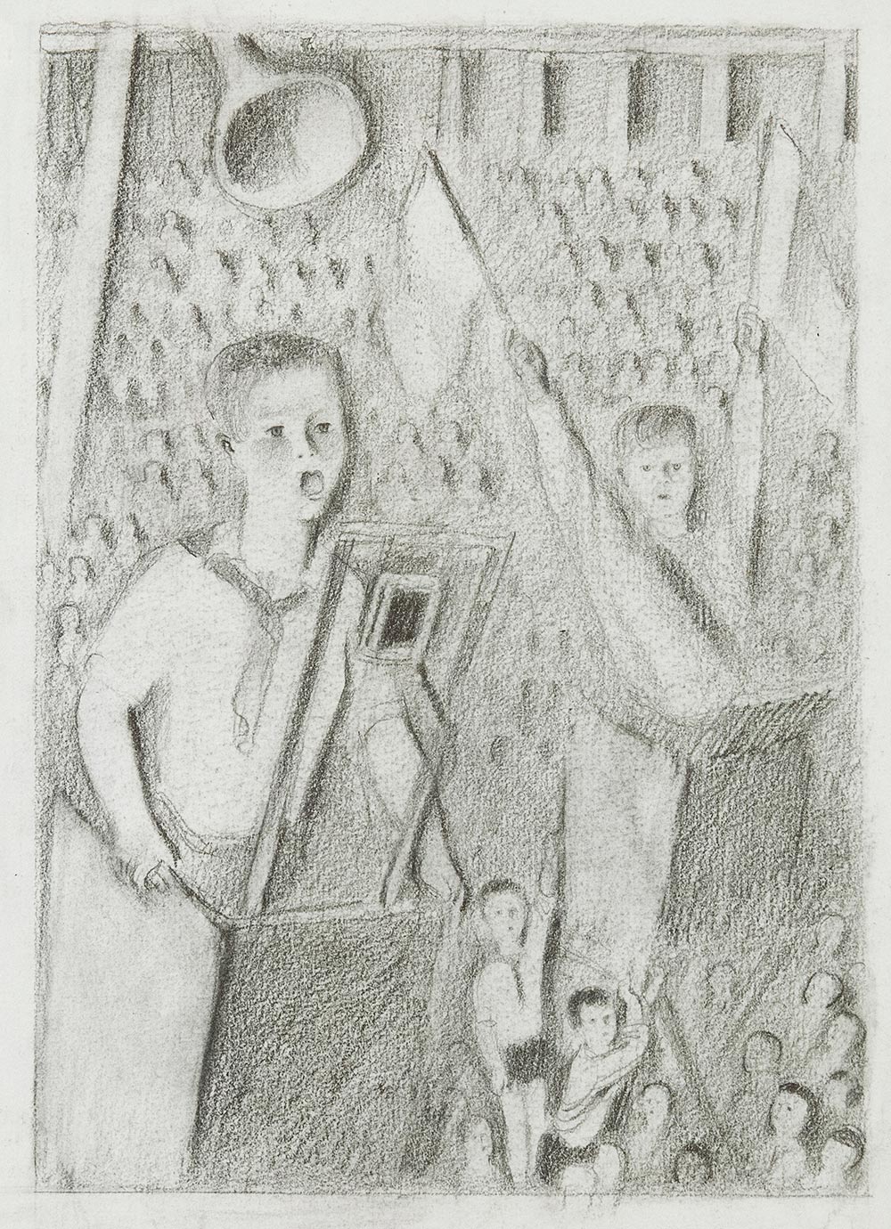 Картина Пахомов А.Ф. Слет пионеров. 1930 г. Бумага, графитный карандаш.
