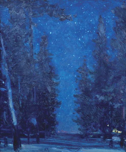 Картина Нисский Г.Г. Зимний вечер. 1965 г. Холст на картоне, масло.