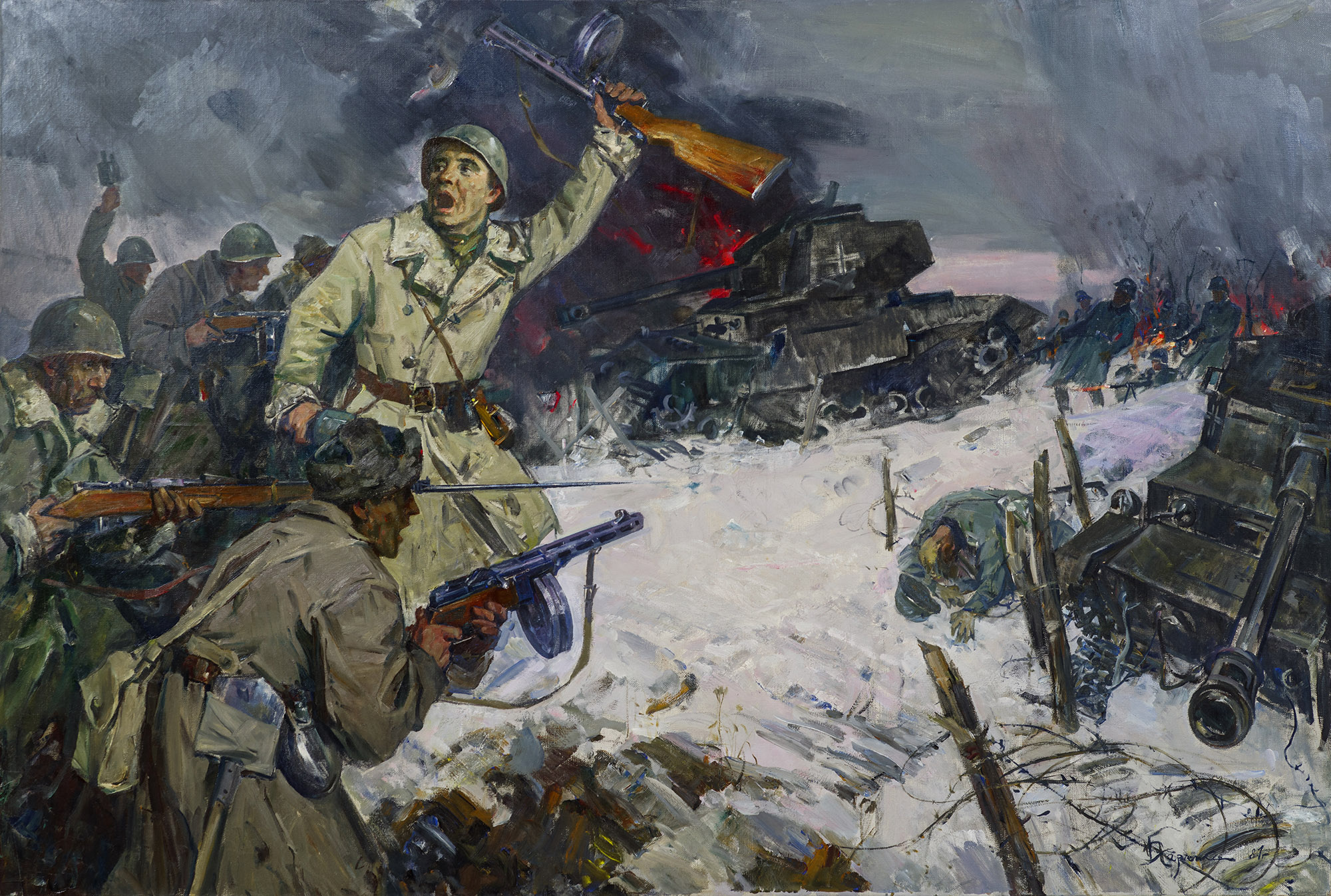 Картина Харченко Б.Д. Подвиг комиссара. 1961 г.  Холст, масло.