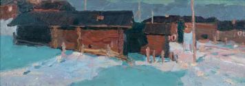 Картина Стожаров В.Ф. Вечер. Большая Пысса. 1964 г. Картон, масло.