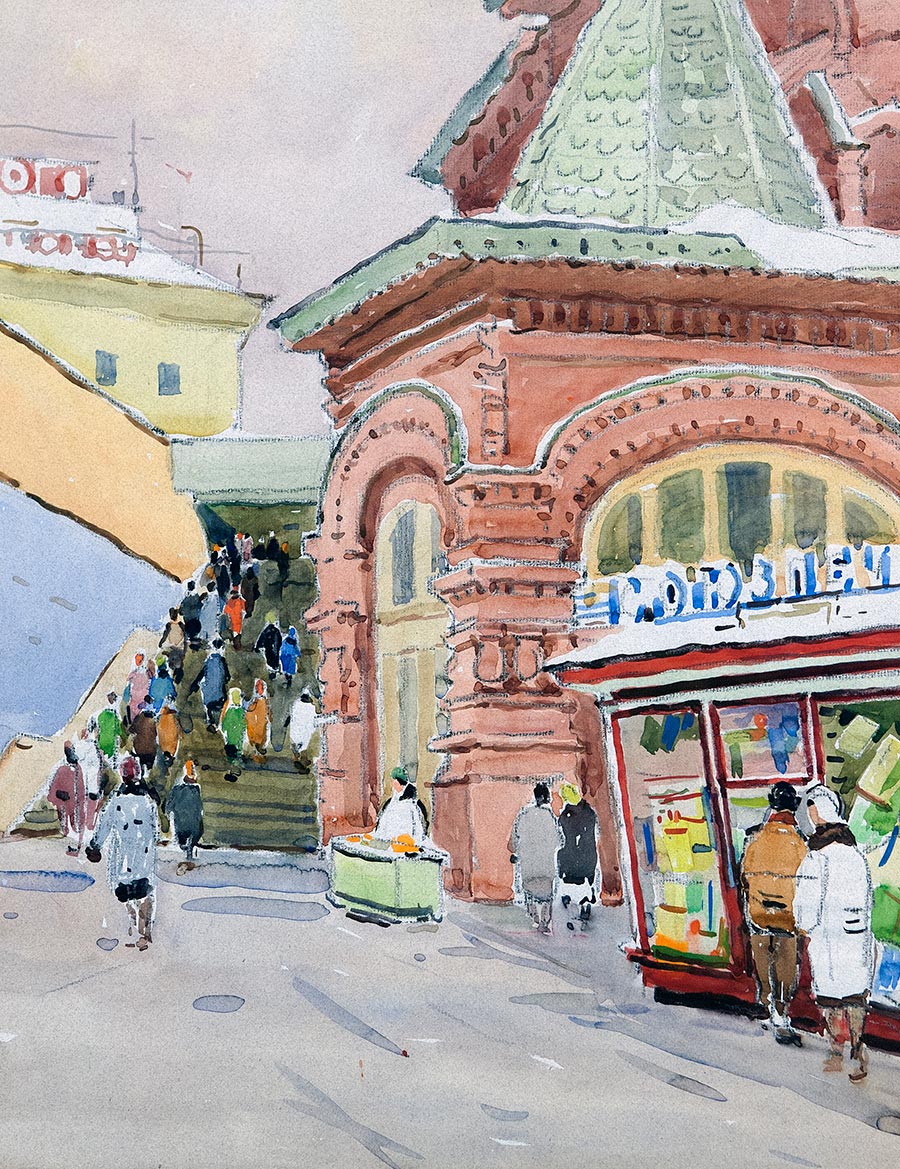Картина Ромодановская А.А. Площадь Революции. 1957 г. Бумага, акварель.