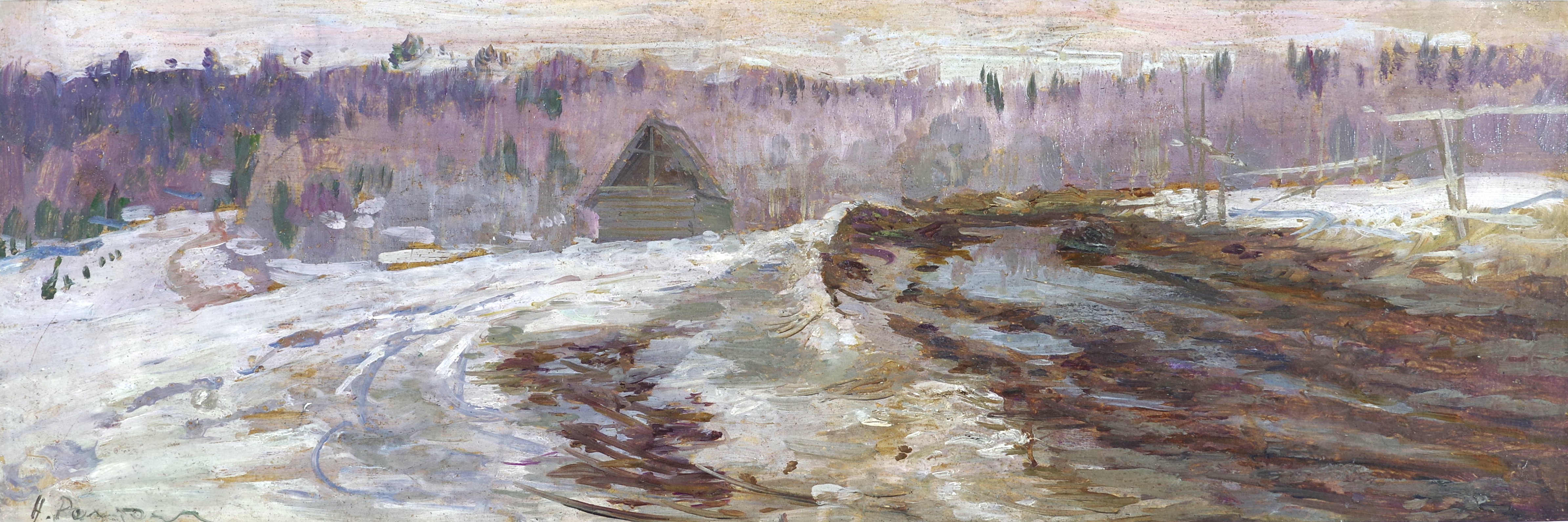 Картина Ромадин Н.М. Ранней весной.  1950-е гг. Холст, масло.