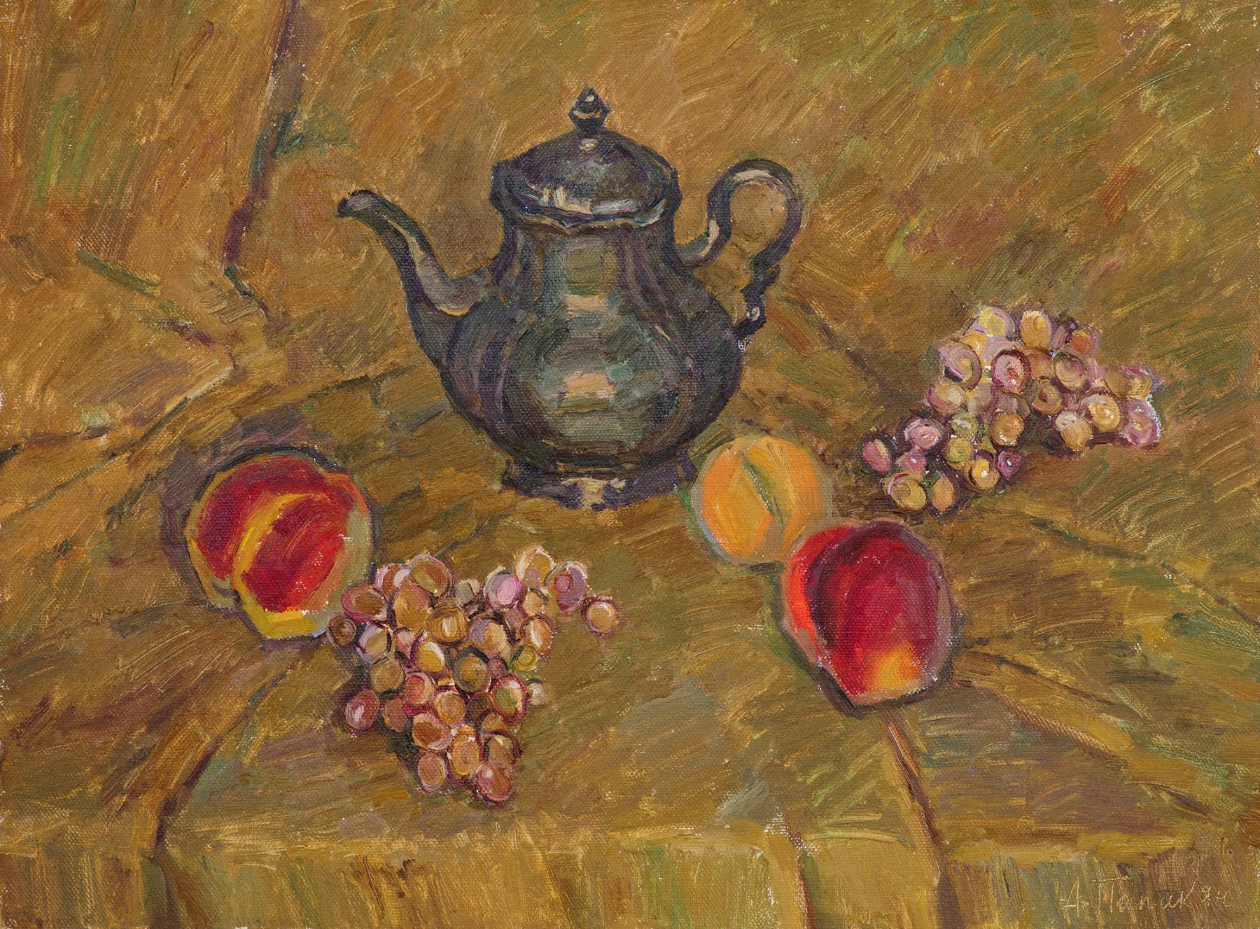 Картина Папикян А.С. Натюрморт с серебряным чайником. 1980 г. Холст, масло.