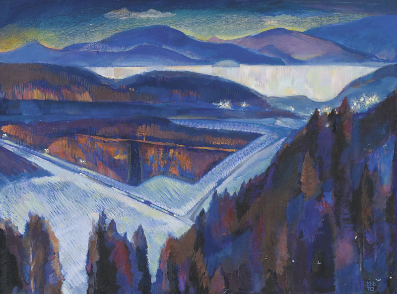 Картина Вышлов В.В. Огни Тургояка. 1970 г. Холст, темпера.