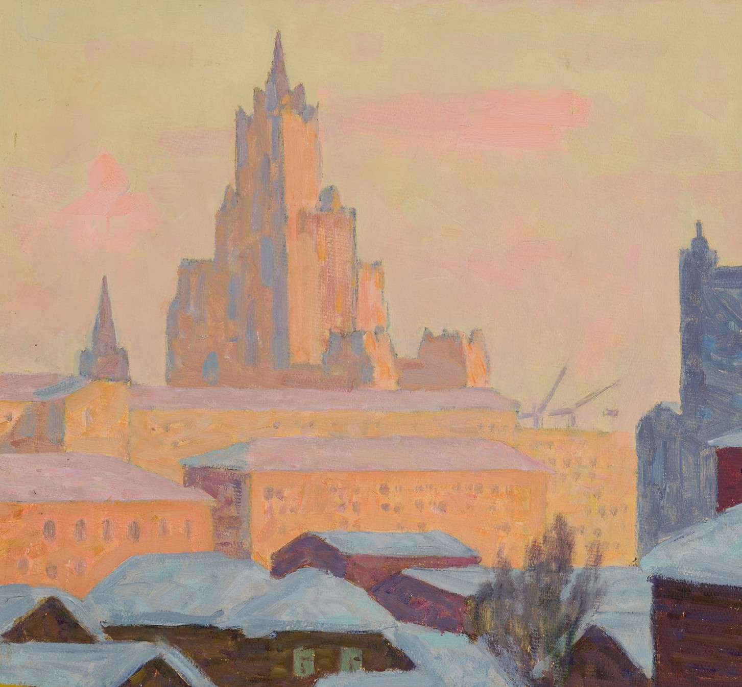 Картина Березовский Д.И. Старая и новая Москва.  Картон, масло.