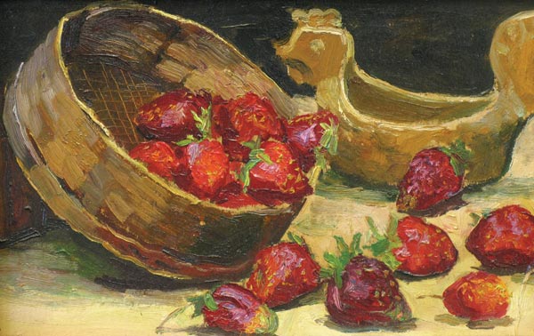 Картина Богатырев М.Г. Клубника в решете 1981 Картон, масло.
