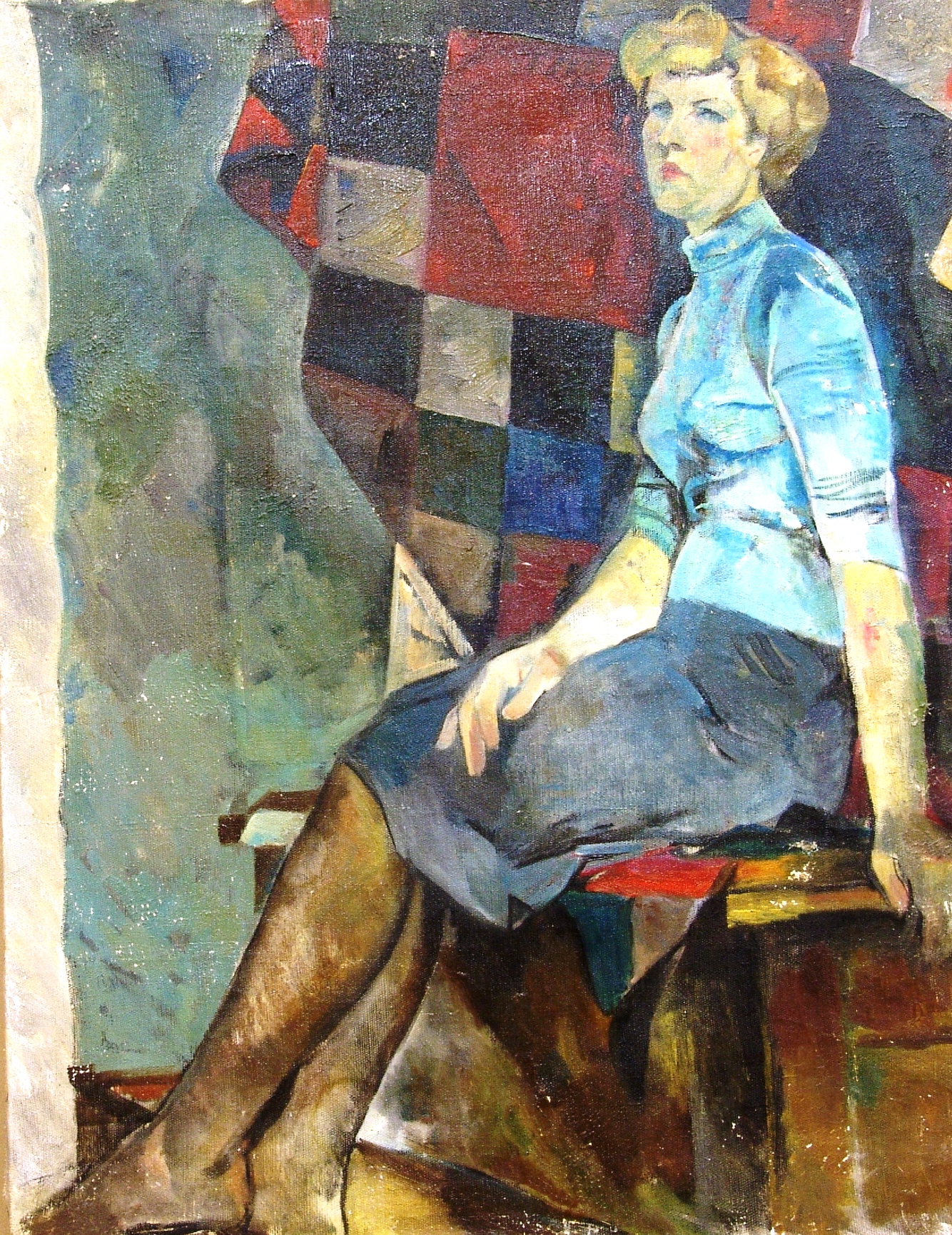 Картина Вакс Б.И. Женщина на фоне пестрого ковра. 1973 г. Холст, масло.