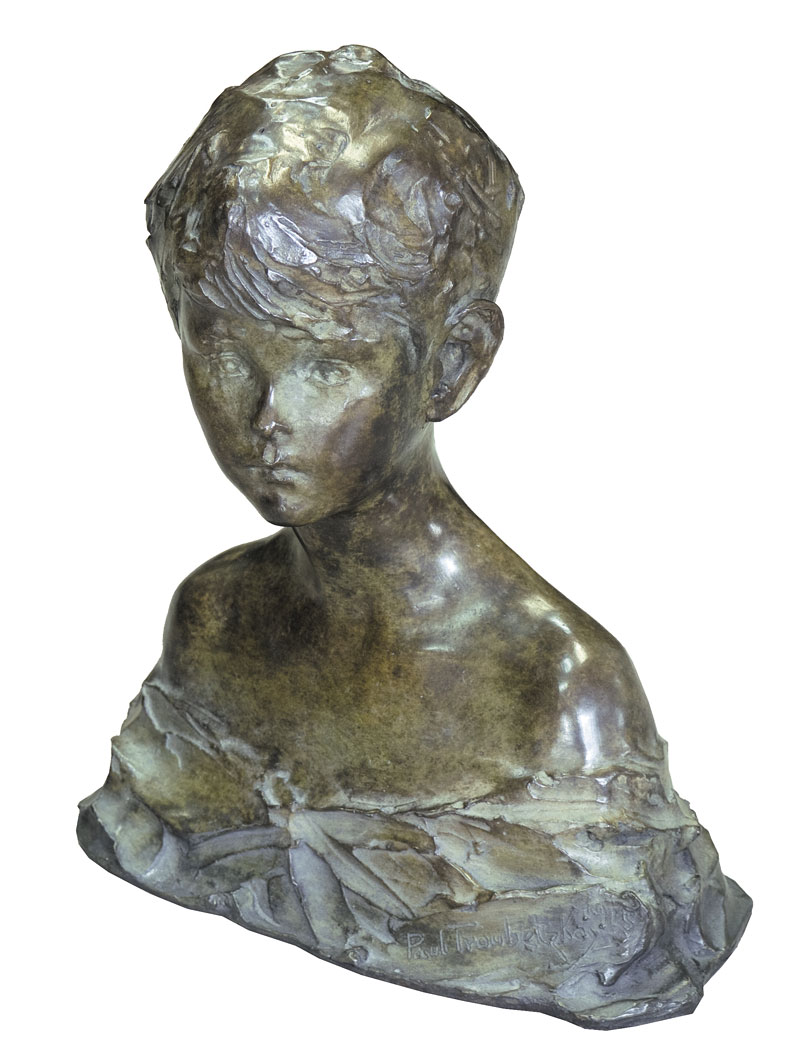 Картина Трубецкой П.П. Скульптурный бюст "Мальчик". 1915 г. Бронза, литье, патинирование.
