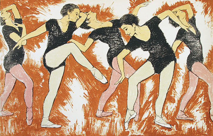 Картина Шендеров А.С. Танцовщицы. 1960-е гг. Цв. автолитография.