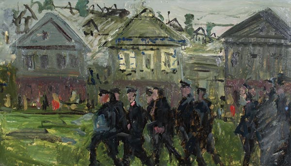 Картина Ромадин Н.М. На деревенской улице. 1940-50-е гг. Картон, масло.