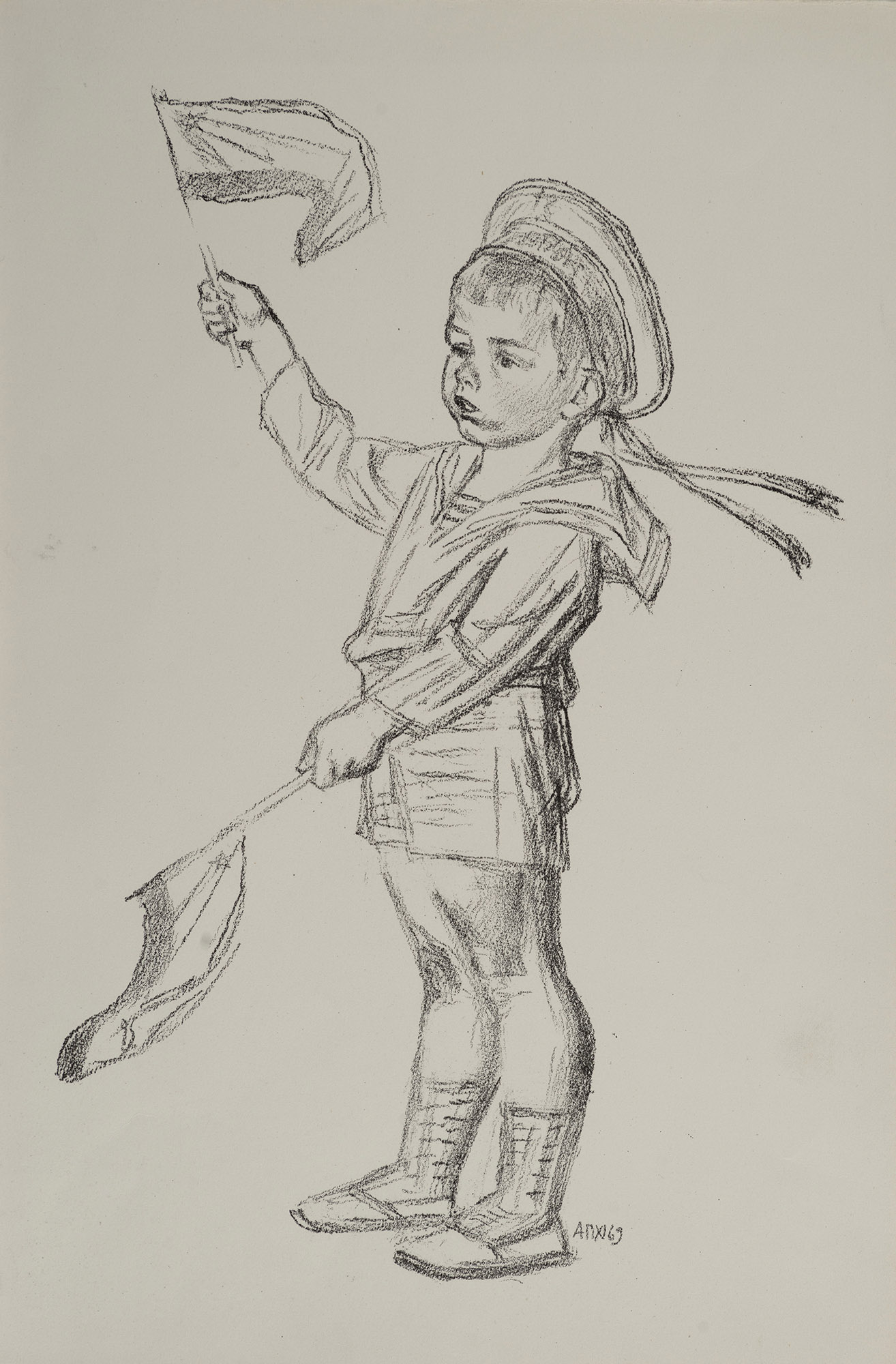 Картина Пахомов А.Ф. Моряк. 1969 г. Бумага, литография.