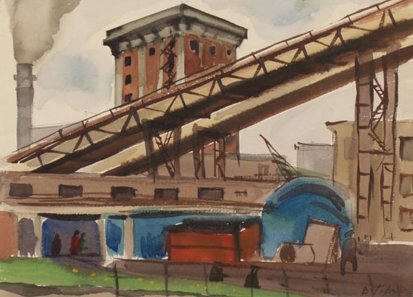 Картина Таргонский В.Ф. Индустриальный пейзаж. 1972 г. Бумага, акварель.