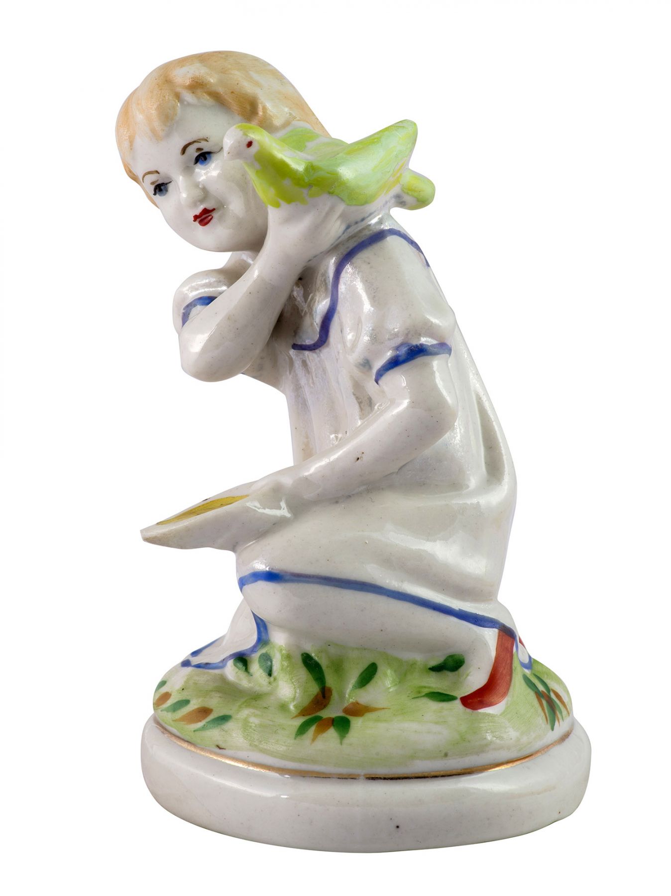 Картина * Полонский завод художественной керамики. Девочка с голубем. 1960-е гг. Фарфор, роспись.