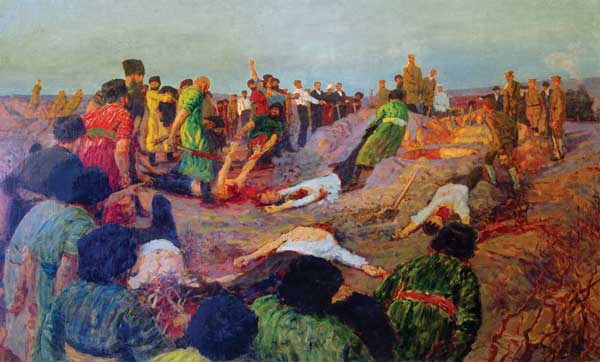 Картина Горелов Г.Н. Расстрел 26 бакинских комисcаров. 1930-е гг. Холст, масло.